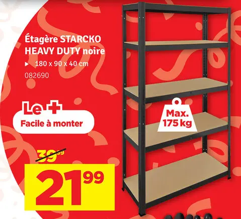 Offre: Étagère STARCKO HEAVY DUTY noire