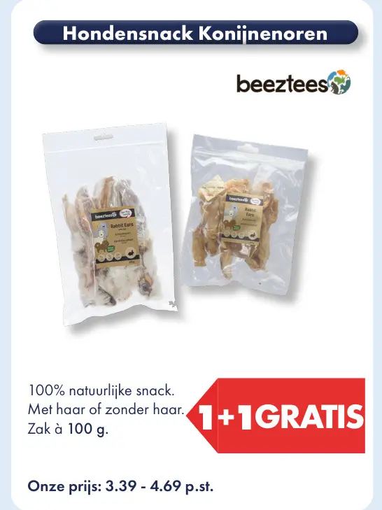 Aanbieding: Hondensnack Konijnenoren