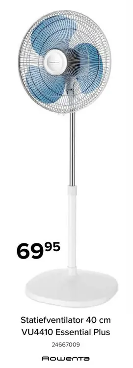 Promotie: Rowenta Essential Plus VU4410 Ventilator - 3 Snelheden - Oscillatie - Blauw/Wit