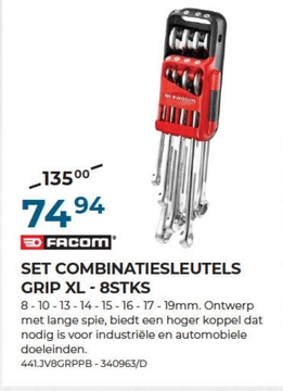 Aanbieding: SET COMBINATIESLEUTELS GRIP XL-8STKS