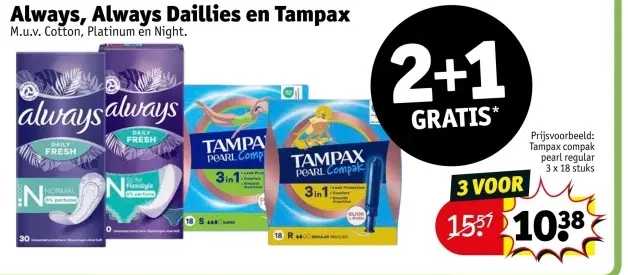 Aanbieding: Always Dailies en Tampax