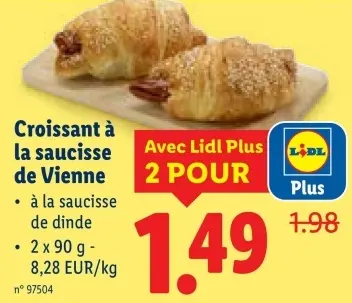 Offre: Croissant à la saucisse de Vienne