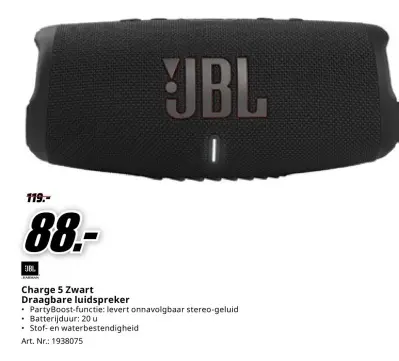 Promotie: Charge 5 Zwart Draagbare luidspreker