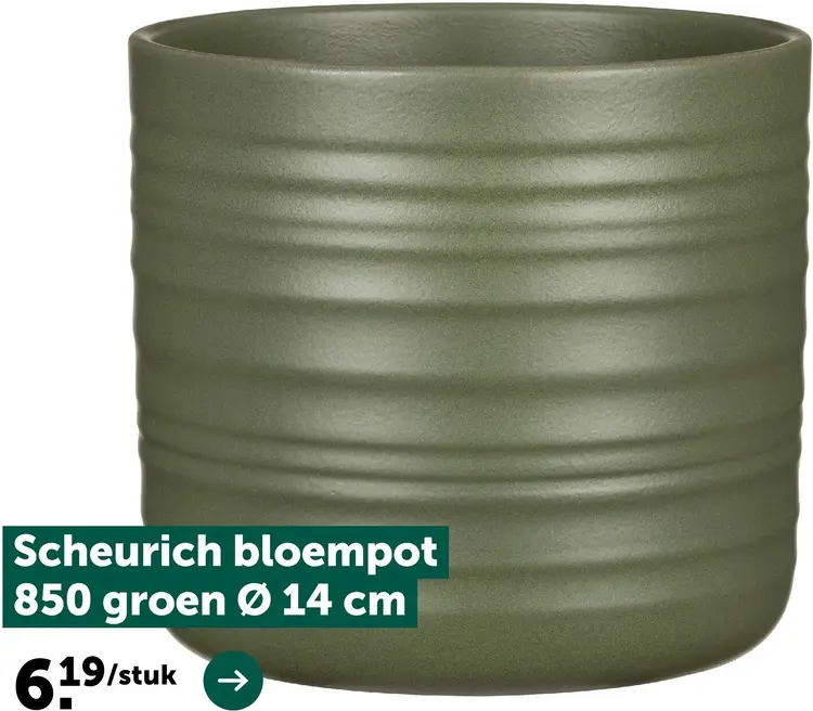 Promotie: Scheurich Bloempot 850 groen Ø 14 cm