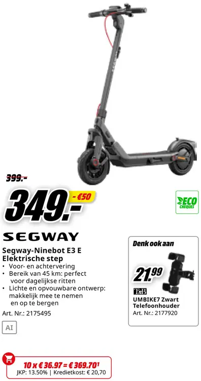 Promotie: Segway-Ninebot E3 E Elektrische step