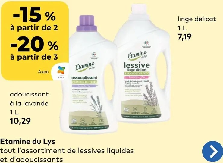 Offre: Lessives liquides et d'adoucissants