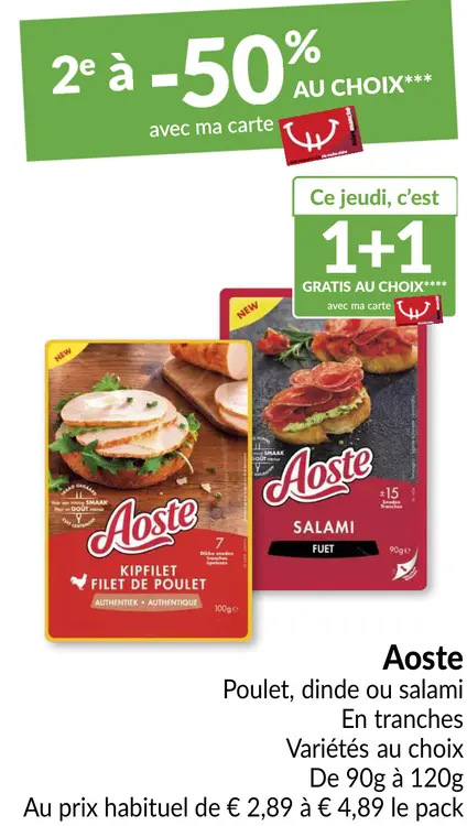 Offre: Poulet, dinde ou salami en tranches