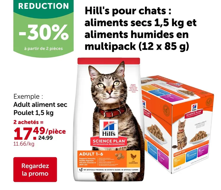 Offre: Pour chats : aliments secs 1,5 kg et aliments humides en multipack