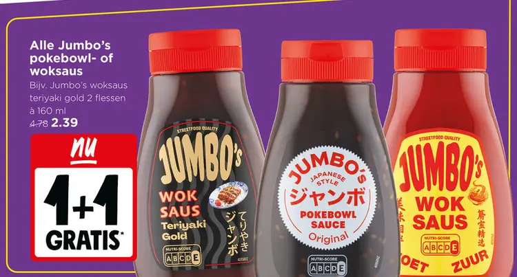 Aanbieding: Jumbo's pokebowl- of woksaus