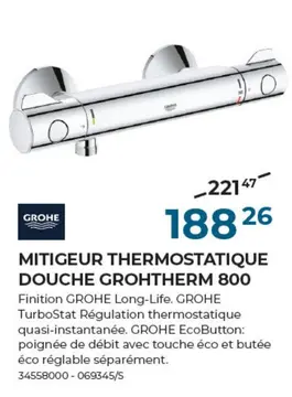 Offre: MITIGEUR THERMOSTATIQUE DOUCHE GROHTHERM 800