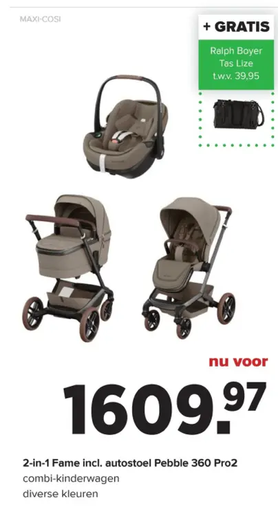 Promotie: 2-in-1 Fame incl. autostoel Pebble 360 Pro2 