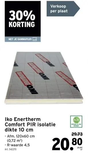 Aanbieding: Iko Enertherm Comfort PIR isolatie dikte 10 cm