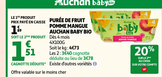 Promotie: Purée de fruit pomme mangue