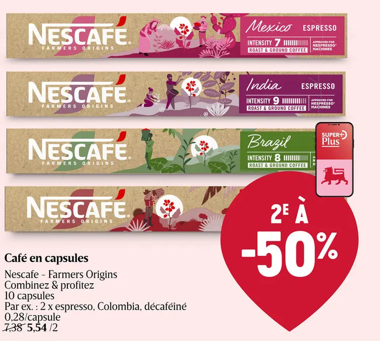 Offre: Café en capsules Nescafe - Farmers Origins