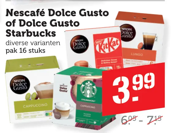 Aanbieding: Nescafé Dolce Gusto of Dolce Gusto Starbucks
