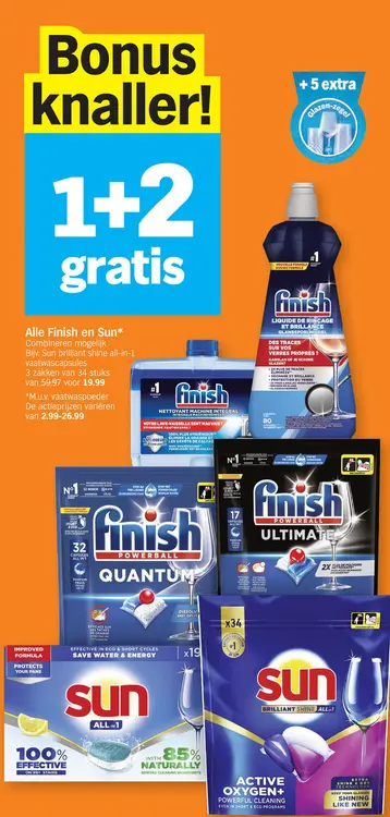 Aanbieding: Finish and Sun Dishwasher Capsules