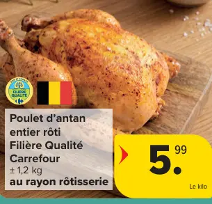 Offre: Poulet d'antan entier rôti