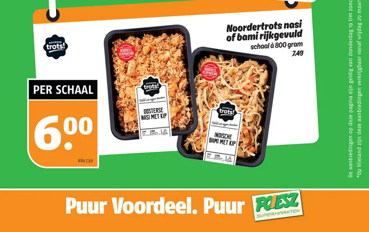 Aanbieding: Noordertrots nasi of bami rijkgevuld