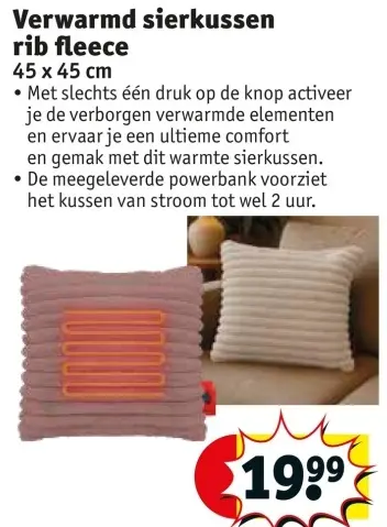 Aanbieding: Verwarmd sierkussen rib fleece