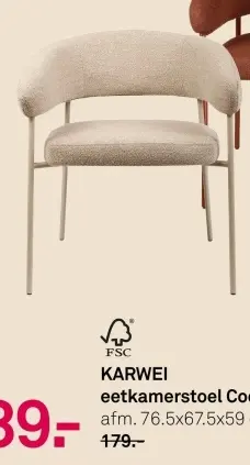 Aanbieding: eetkamerstoel Coco beige