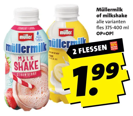 Aanbieding: Müllermilk of milkshake