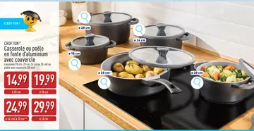 Offre: Casserole ou poêle en fonte d'aluminium avec couvercie