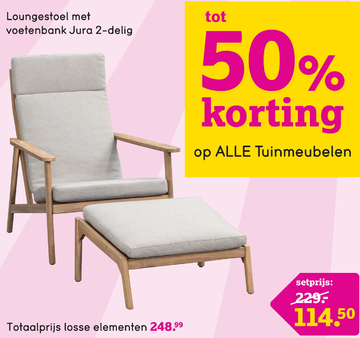 Aanbieding: Loungestoel Jura met voetenbank - FSC-hout - 2-delig