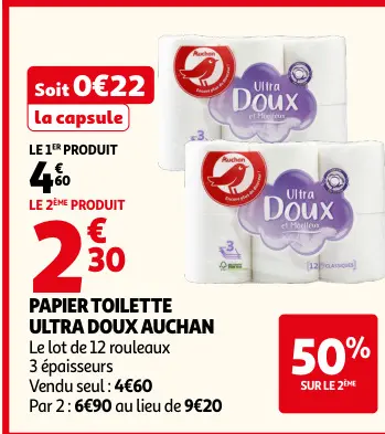 Offre: Papier toilette ultra doux