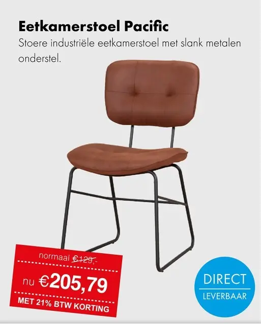 Aanbieding: Pacific eetkamerstoel cognac
