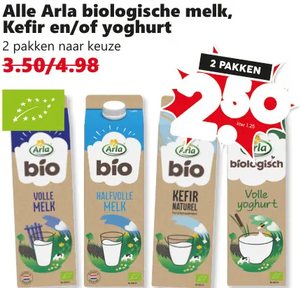 Aanbieding: Biologische melk, Kefir en/of yoghurt