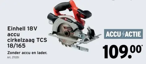 Promotie: 18V accu cirkelzaag TCS 18/165