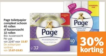 Aanbieding: Page toiletpapier compleet schoon of kussenzacht