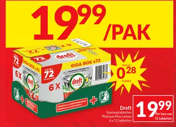 Aanbieding: Dreft Vaatwastabletten Platinum Plus Lemon