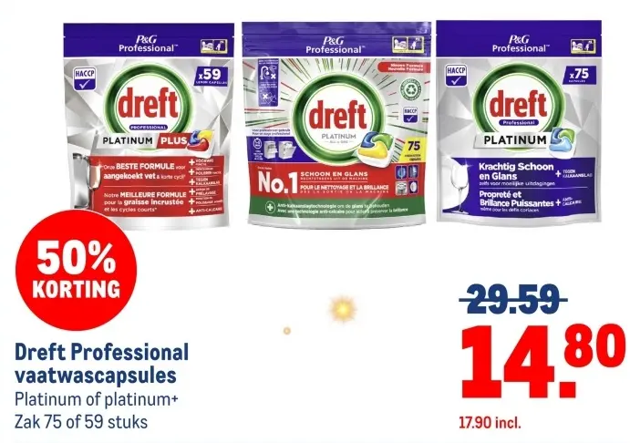 Aanbieding: Dreft Professional vaatwascapsules