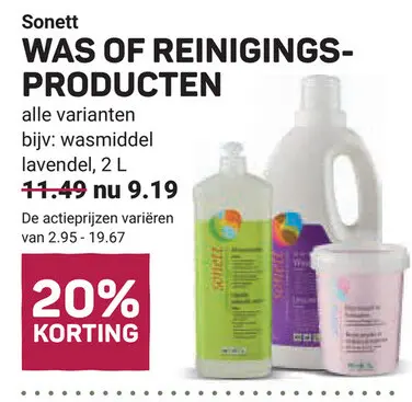 Aanbieding: Was of reinigingsproducten