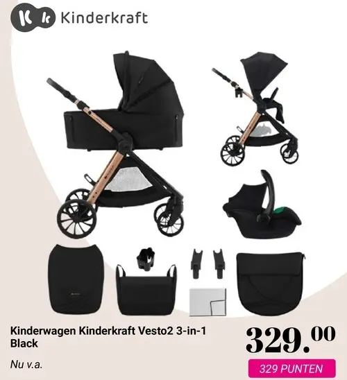 Aanbieding: Kinderwagen Vesto2 3-in-1 Black