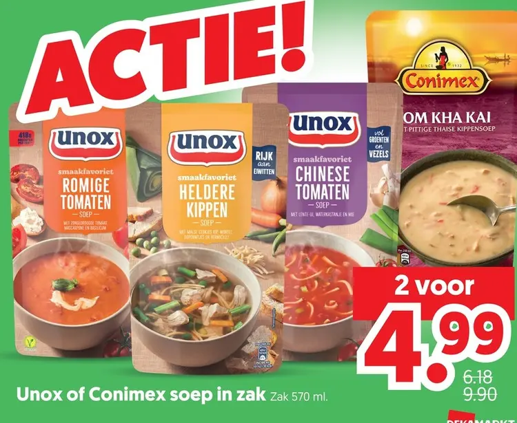 Aanbieding: Unox of Conimex soep in zak
