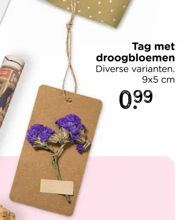 Aanbieding: Tag met droogbloemen
