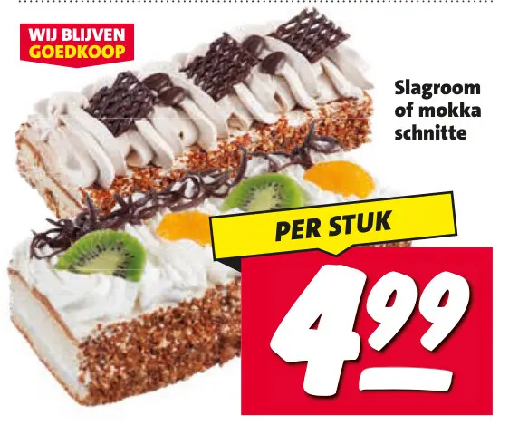 Aanbieding: Slagroom of mokka schnitte