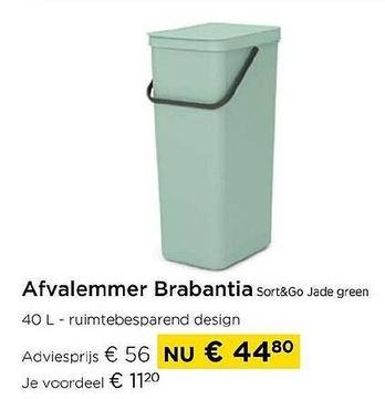 Aanbieding: Afvalemmer Brabantia sort & Go Jade green