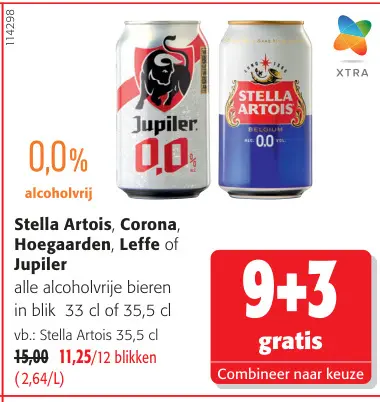 Promotie: Stella Artois, Corona, Hoegaarden, Leffe of Jupiler