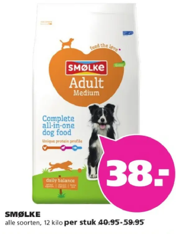 Aanbieding: SMØLKE Adult Medium Complete all-in-one dog food