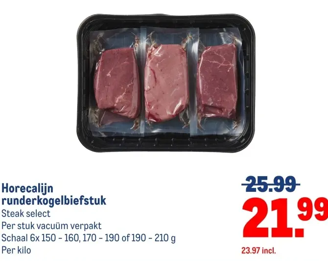 Aanbieding: Horecalijn runderkogelbiefstuk