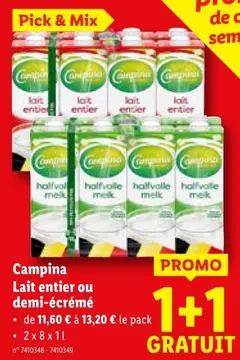 Offre: Lait entier ou demi-écrémé