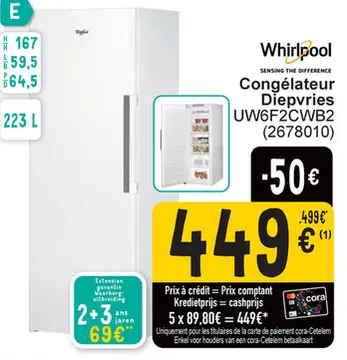 Aanbieding: Congélateur Diepvries UW6F2CWB2