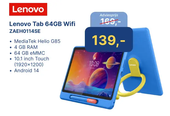 Aanbieding: Lenovo Tab 64GB Wifi ZAEH0114SE