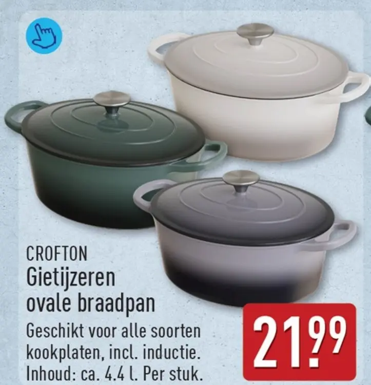 Aanbieding: Gietijzeren ovale braadpan