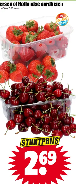 Aanbieding: Kersen of Hollandse aardbeien