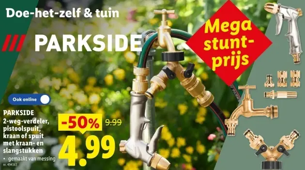 Promotie: 2-weg-verdeler, pistoolspuit, kraan of spuit