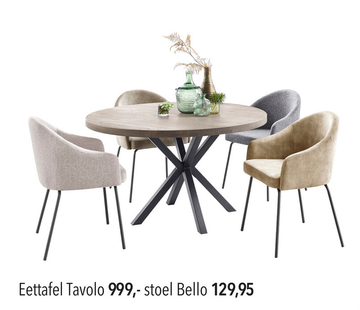 Aanbieding: Eettafel Tavolo - stoel Bello